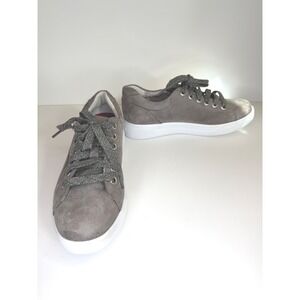 Munro Tilly Taupe-Gray Metallic Leather Sneakers Womens 8M Luxury Streetwear